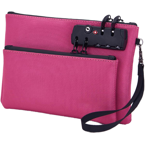 Unisex Extra Long Double Layer Document Organizer Featuring a spliced ​​design of Oxford cloth and crocodile patterned leather  equipped with a zippered closure and an anti theft lock clasp ideal for storing valuables  cash and passports.