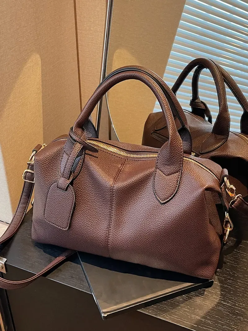 Retro Textured Women's Domed Crossbody Bag, Soft PU Leather Casual Shoulder Tote, Versatile Commuter Handbag, Simple Solid Color Pillow Bag, Everyday Bag for Daily Use and Various Occasions, Handbag Shoulder Purse