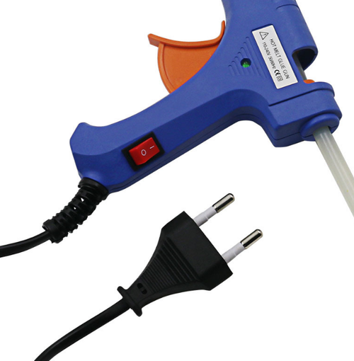 20W Hot Glue Gun UK Plug  Compact Portable Dispenser for 7mm Glue Sticks  Features Power Switch and Protective Nozzle Design.