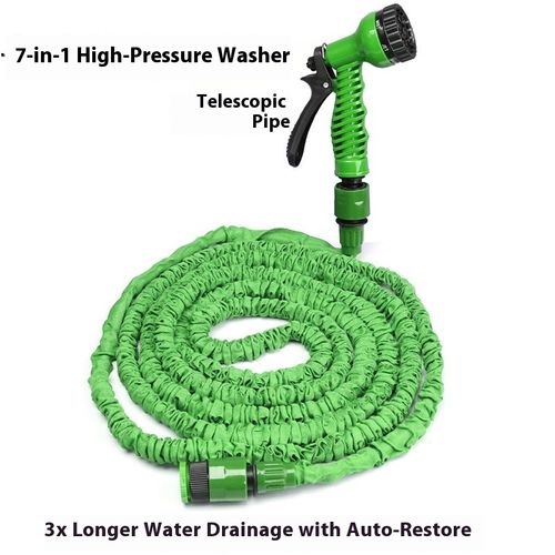 200FT Expandable Garden Hose, 20m Stretch to 60m TPE Flexible Water Pipe with 7 Function Spray Nozzle, EU Standard 3Connector for Farm Irrigation & Home Watering