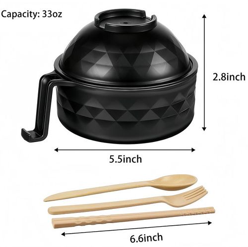 MIUVA Ramen Bowl Set, includes chopsticks, 33 oz capacity, microwave-safe, suitable for both men's and women's dormitories.