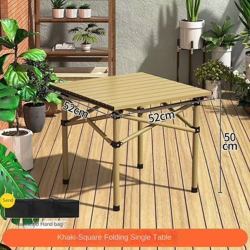 Portable Folding Camping Table – 52cm Square Steel Frame | Outdoor Picnic, BBQ & Beach Table with Free Carry Bag |   Holds up to 100kg