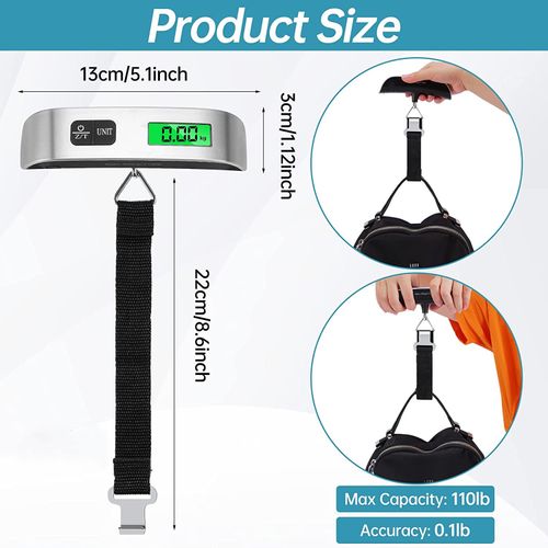 Portable 50kg Digital Luggage Scale – Handheld Battery-Powered Hanging Travel Scale (ABS Material)