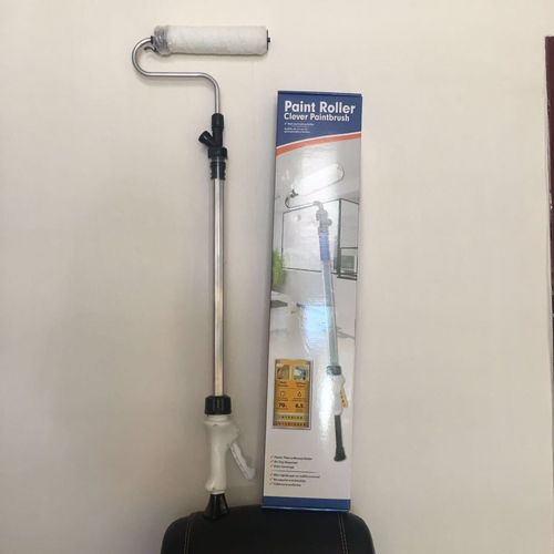 Self‑priming Paint Roller Brush Kit, Telescopic Handle Wall Painting Roller, Automatic Paint‑absorbing Decorating Roller with Extra Inner Wall Replacement Roller for Latex Paint