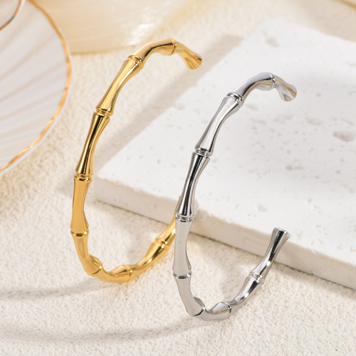 Premium Titanium Steel Bamboo Bracelet Pair Gold and Silver Set Only 3800 KES Kenya Jewelry