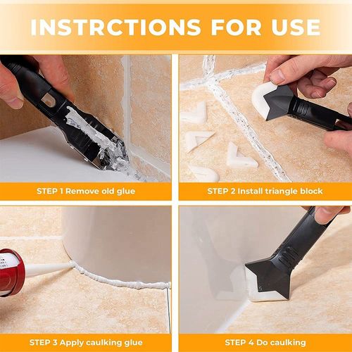 Hot Sale 3 in 1 Silicone Sealant Replace & Removal Tool Caulking Tool Kit with 4 Pcs of Sealant Tool