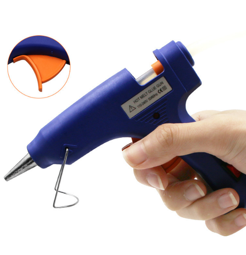 20W Hot Glue Gun UK Plug  Compact Portable Dispenser for 7mm Glue Sticks  Features Power Switch and Protective Nozzle Design.