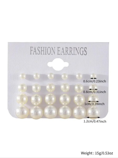12 Pairs Pearl Stud Earrings Set Fashion Classic Round Pearl Earrings for Women Girls Kenya