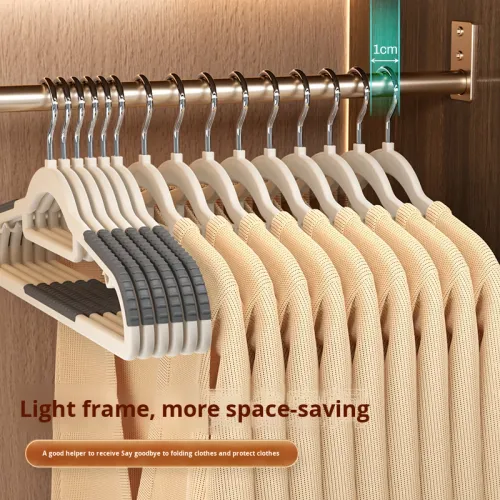 (Pack of 10) Multifunctional, rotatable, non-slip, thickened plastic hangers for wet and dry use—single-tier household hangers.