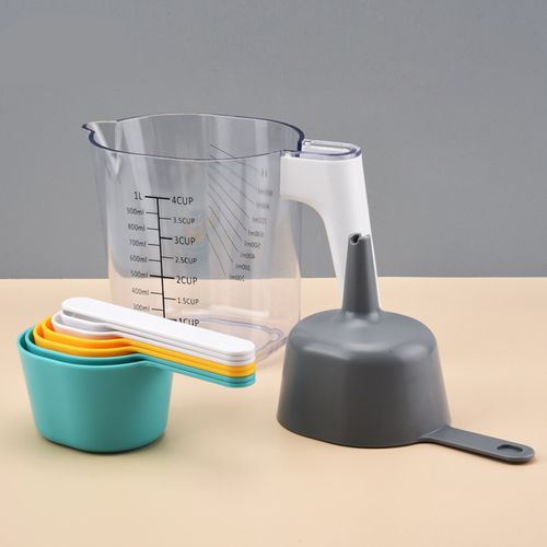 New 9-Piece Household Kitchen Measuring Set: Plastic Measuring Cups and Spoons with Markings – Baking Tool Combo Set