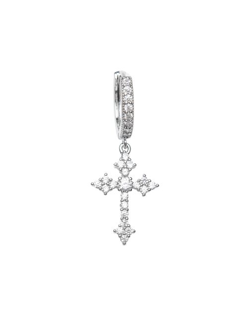 Full Rhinestone Cross Hoop Earrings