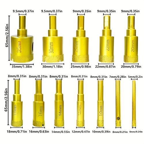 12Pcs Tile & Stone Hole Saw Drill Bit Set with Storage Case