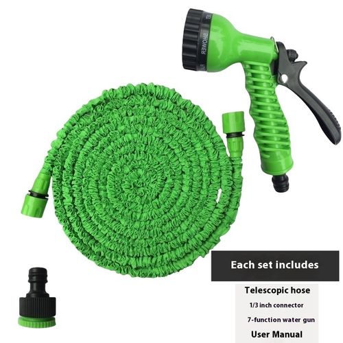 200FT Expandable Garden Hose, 20m Stretch to 60m TPE Flexible Water Pipe with 7 Function Spray Nozzle, EU Standard 3Connector for Farm Irrigation & Home Watering