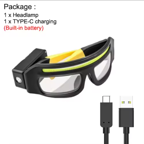 Motion Sensor Headlamp Glasses LED COB Floodlight 800mAh Battery Type-C USB Heaad Light Hanging Ear Repairing Working Headlight
