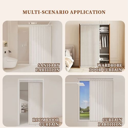 Foldable Door Curtain, No Drill Installation, Invisible Thick Windproof Partition Curtain, Privacy Screen for Bathroom, Bedroom, Home Use