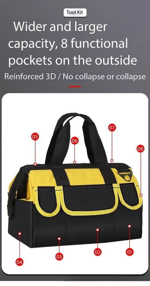 Heavy Duty 1680D Oxford Tool Bag Water Resistant Multi Pocket Hand & Crossbody Storage Bag for Electricians Builders