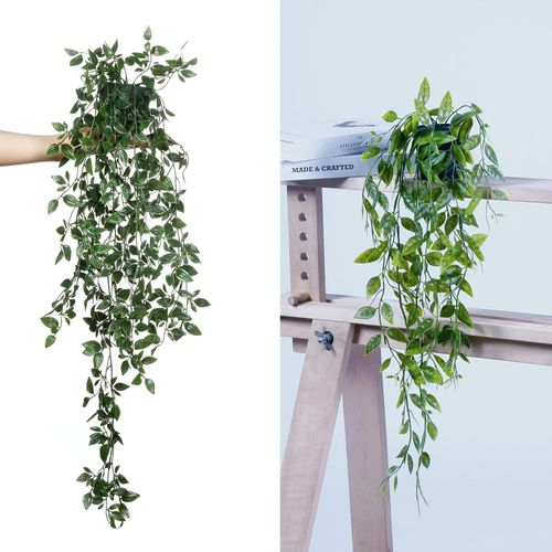 3 Pack Artificial Hanging Trailing Plants, Eucalyptus, Pea Pod & Mandala Vine