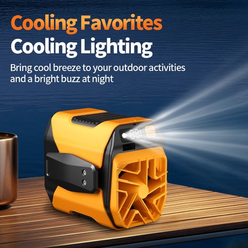 Portable Waist-Clip Fan: A personal fan designed specifically for outdoor activities and work environments, featuring ultra-long battery life and powerful airflow. It serves as an ideal companion for camping, hiking, and mountaineering, while also integrating a flashlight, an LED display, and a night light function.