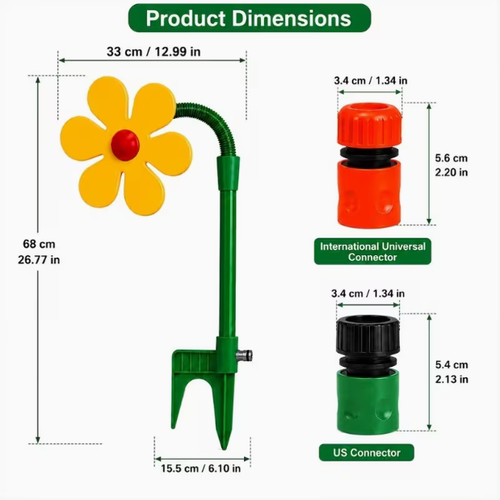 Sun shower head water sprayer, oscillating shower head water sprayer, garden children's play water sprayer