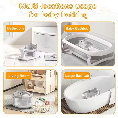 Soft-Rubber Chair Anti - Slipping Bathing Stool For Shower With Ergonomic Curve Preventing Baby From Choking