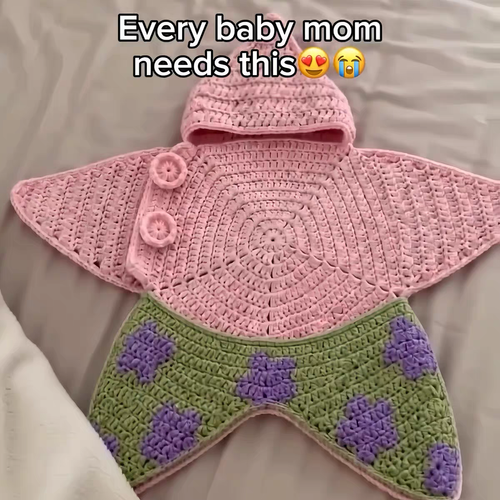 Cute Starfish Newborn Baby Swaddle Knitted Sleeping Bag, Soft Infant Hooded Wrap Blanket, Baby Shower Gift Kenya