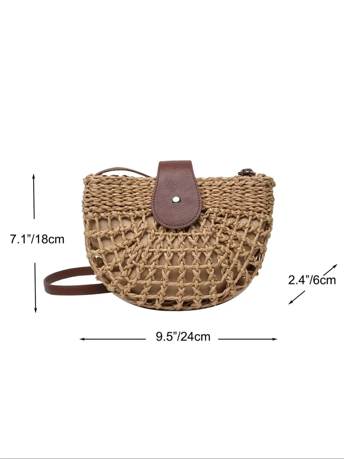 Women's Boho Semicircular Shape Hollow out Straw Bag, Trendy Elegant Crossbody Bag, Chic Summer 2026 Crossbody Bag for Beach Outfits, Casual Trendy Bag, Handcrafted Bag, Summer Bags, Casual Trendy Purses