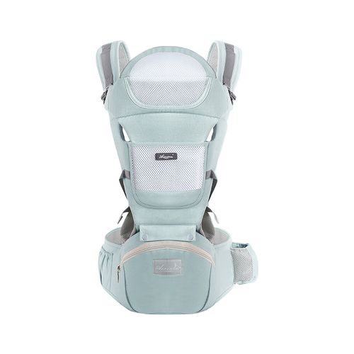 Convertible Baby Carrier with Storage & Hip Seat  Supports Horizontal, Front, and Back Carrying Positions  available in four colors.