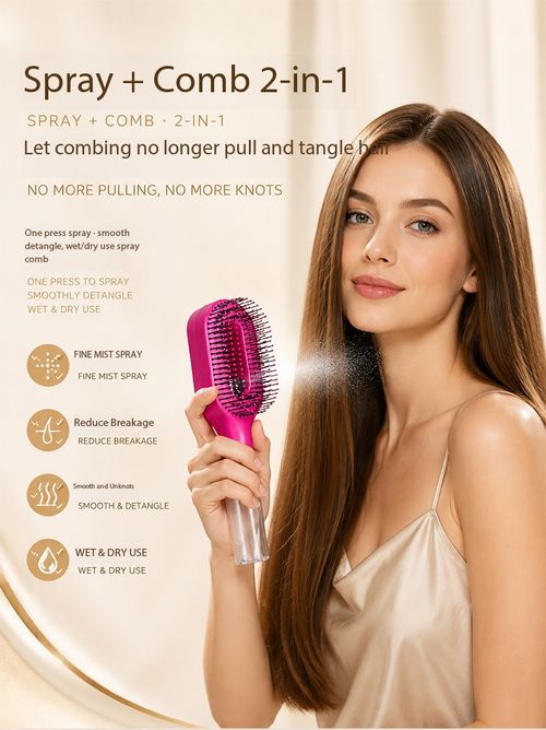 2 In 1 Spray Hair Brush Anti-Frizz Volumizing Styling Comb