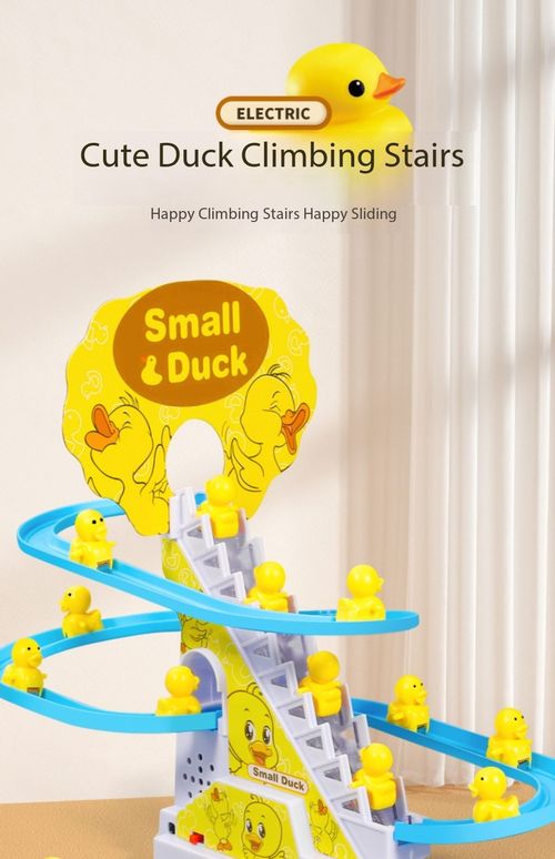 Electric Duck Climbing Stairs Toy Automatic Sliding Track Educational Baby Toy with Music Kenya