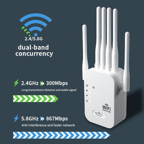 2026 Model 6-Antenna WiFi Signal Extender Booster Amplifier – Home Wireless Network Range Extender (1200Mbps)