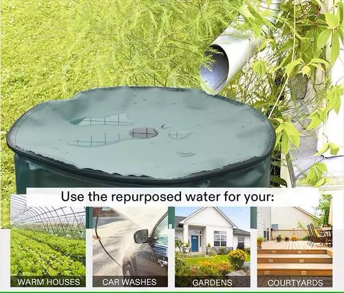 52 Gallon 200L Foldable PVC Rain Water Collector Tank, Large Capacity Collapsible Rain Barrel, Outdoor Garden Irrigation Water Storage Container