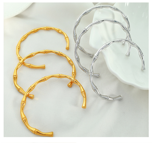 Premium Titanium Steel Bamboo Bracelet Pair Gold and Silver Set Only 3800 KES Kenya Jewelry
