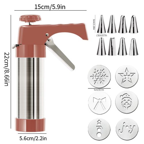 Cookie Press and Icing Gun Set – Includes Piping Nozzles for Cookies, Cream, and Meringue Drops (Home Use)