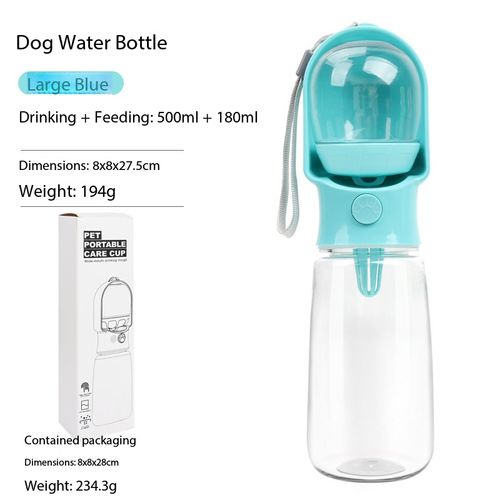 2-in-1 Portable Pet Water Bottle with Food Storage 500ml Dog Water Dispenser for Outdoor Kenya