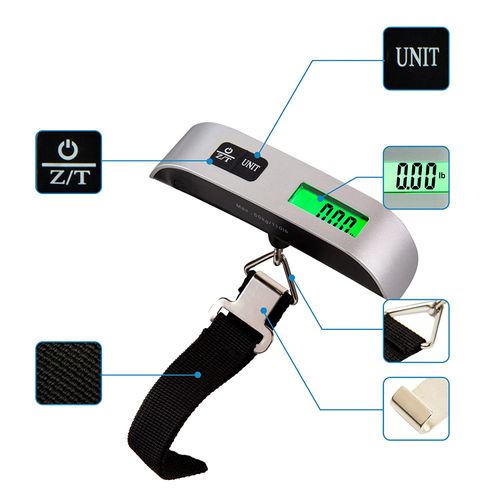 Portable 50kg Digital Luggage Scale – Handheld Battery-Powered Hanging Travel Scale (ABS Material)