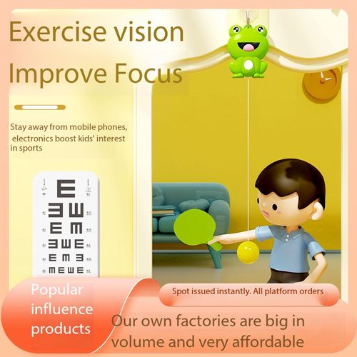 Frog Hanging Ping Pong Trainer, Adjustable Suspended Table Tennis Toy, Kids Parent-Child Sensory Exercise, Improve Vision & Focus, Indoor Home Fitness High Reach Game