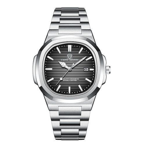 Men Business Quartz Wrist Watch, Large Dial Green Textured Dial Steel Band Wristwatch, Luminous Hands Date Display Waterproof Luxury‑Feel Male Wrist Watch Cross‑border Hot Sale