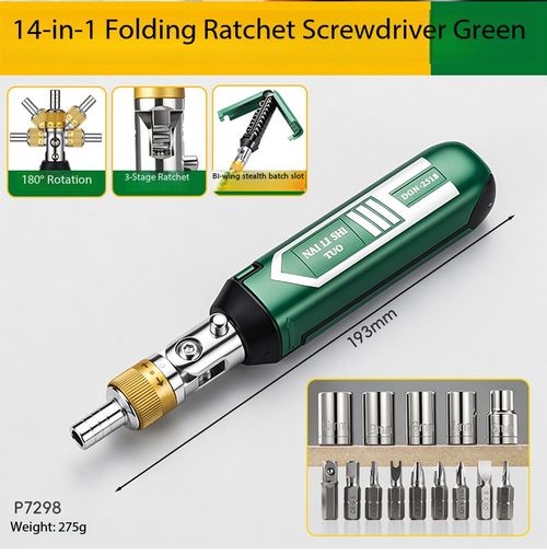 14-in-1 Multi-Angle Ratchet Screwdriver Set Portable Magnetic Handle with Hidden Storage for Kenya