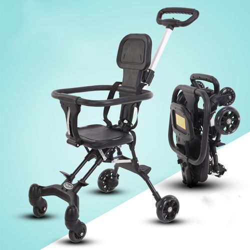 Folding baby stroller with a stainless steel frame, capable of supporting a weight of 22 kg.