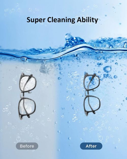 48KHz Electric Ultrasonic Cleaner with Digital Timer, Ultrasonic Jewelry Cleaning Machine for Eyeglasses, Rings, Earrings, Watch Straps, Dentures, Makeup Brushes, Household Multi-Purpose Cleaner