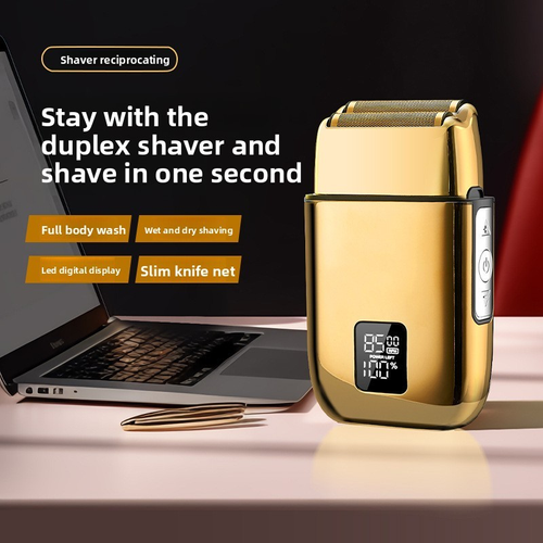 Reciprocating Electric Shaver for Men LED Display Rechargeable Wet and Dry Shaving Full Body Washable Gold Foil Razor