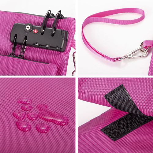 Unisex Extra Long Double Layer Document Organizer Featuring a spliced ​​design of Oxford cloth and crocodile patterned leather  equipped with a zippered closure and an anti theft lock clasp ideal for storing valuables  cash and passports.