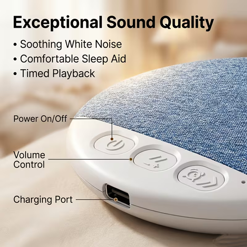 Pillow Sleep Speaker — Timer Off, White Noise, Soft Music, Long Battery Life