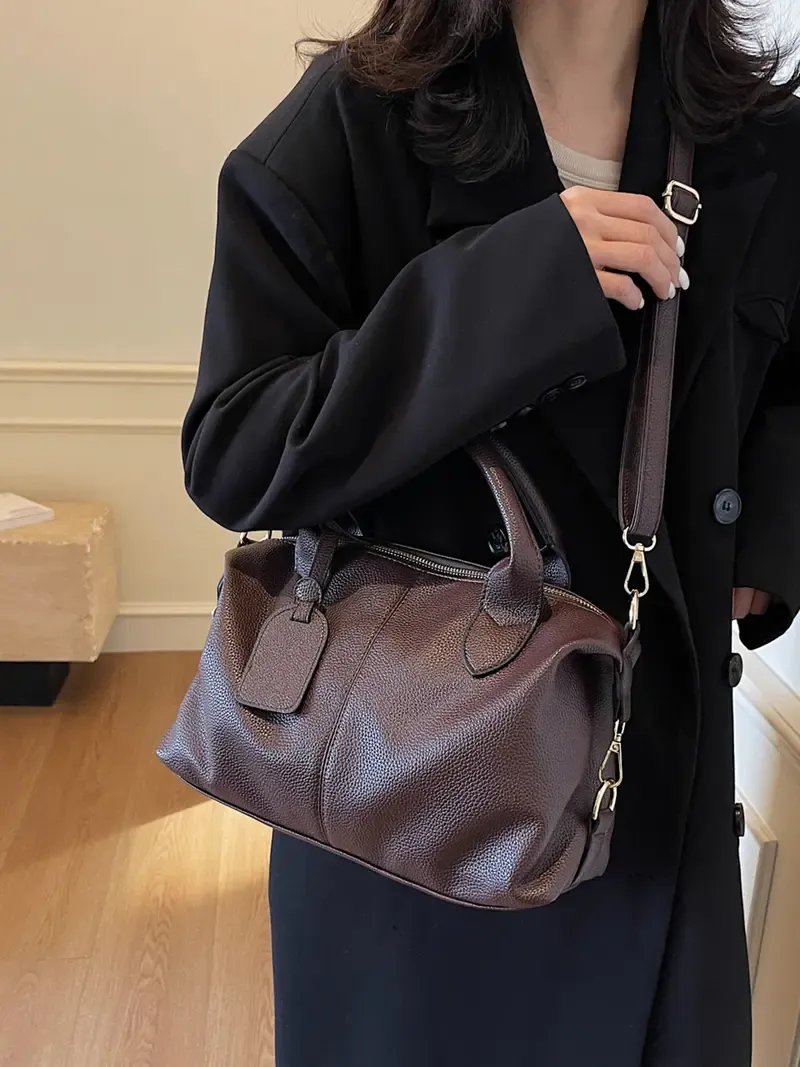 Retro Textured Women's Domed Crossbody Bag, Soft PU Leather Casual Shoulder Tote, Versatile Commuter Handbag, Simple Solid Color Pillow Bag, Everyday Bag for Daily Use and Various Occasions, Handbag Shoulder Purse