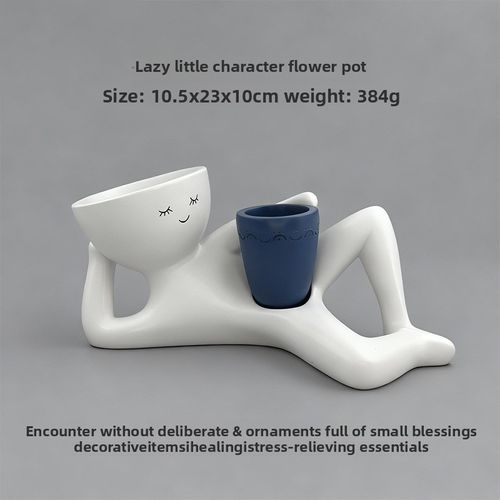 New  Lazy Little Character  Planter   Home Desktop Decor   Ornament for Succulents and Green Plants