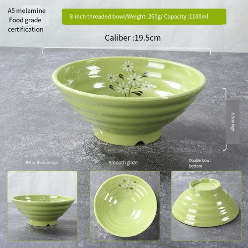 6-Piece Melamine Faux Porcelain Bowl Specially designed for serving rice  soups noodles  and  Xiao Mian  Sturdy and durable melamine tableware  Large capacity deep bowl Ideal for everyday family use  Features a rolled rim, shallow profile, and wide mouth design.👩‍👩‍👧‍👦