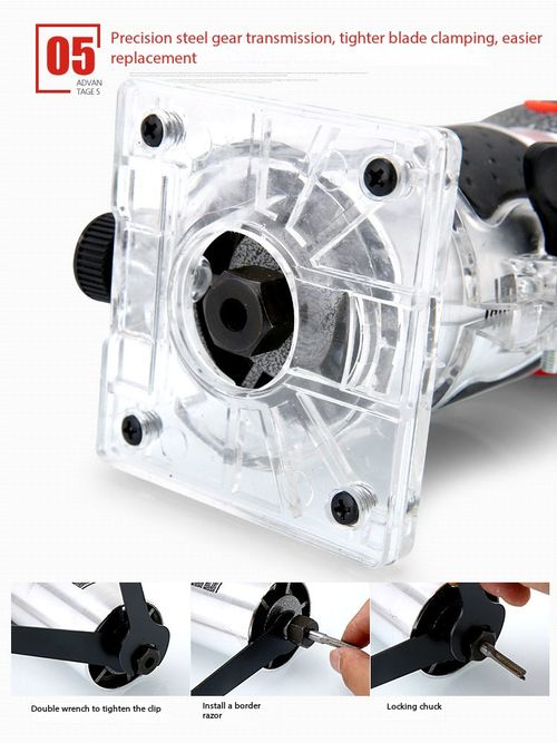 1100W Aluminum-Body Woodworking Trimmer Router – Industrial-Grade Multifunctional Tool for Inverted Mounting, Routing, Hole Cutting, and Aluminum-Plastic Panel Grooving  Includes Straight Guide, Roller Guide, Original Carbon Brushes, Router Bit, and Wrench.