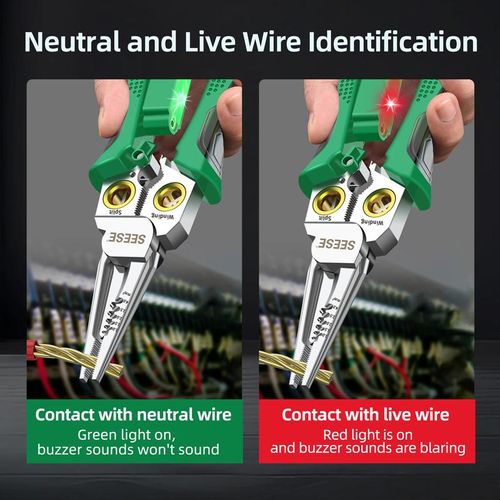 8 in 1 Wire Stripper Twister for Cutting and Pulling Wires, Voltage Tester Pliers,Cable Scissors, 12V to 250V Live,Null,Hot Wire Judgment AC DC, Audible and Flashing LED Alarms Gift for Thanksgiving,Christmas,New Year