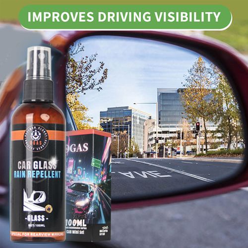 Car Windshield Anti Fog Kit  2 Piece Set: Window, Rearview, and Side Mirror Defogger + Hydrophobic Rain Repellent Spray