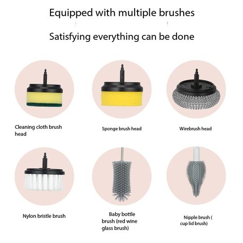 Multi Functional Electric Cleaning Brush with 6 Replaceable Brush Heads